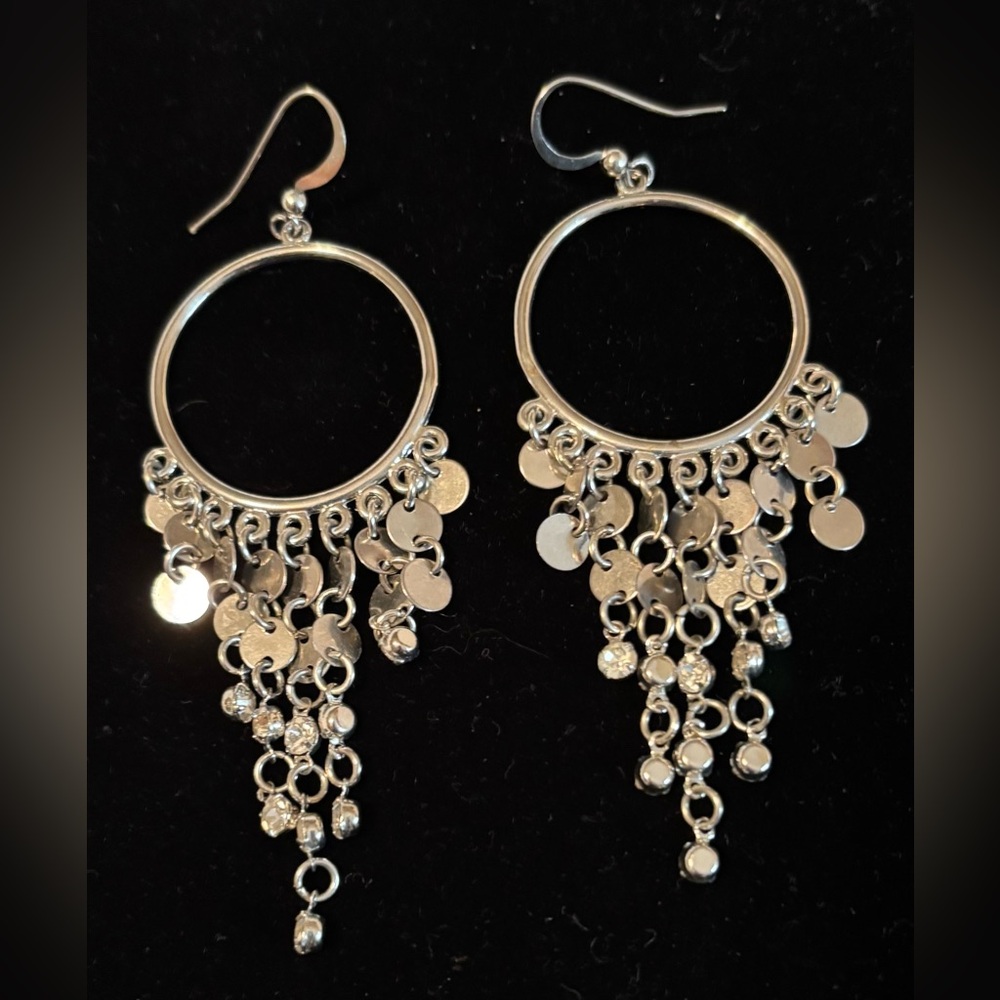 Silver chandelier style earrings